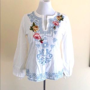 Embroidered white tunic